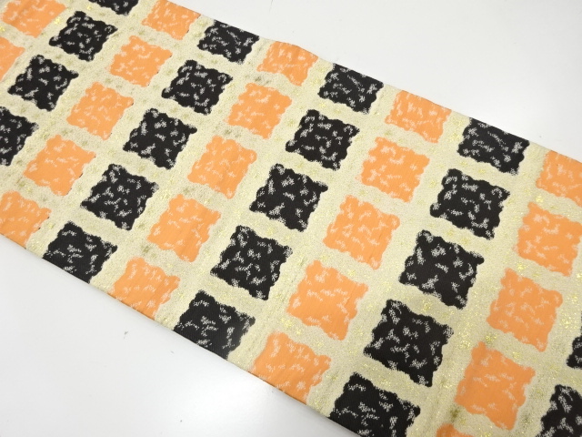 JAPANESE KIMONO / ANTIQUE NAGOYA OBI / WOVEN SQUARES